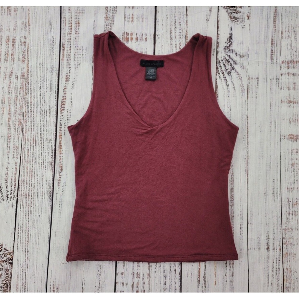 Alloy Apparel Tall Clara Sleeveless Crop Top V Neck Dark Red Women's M